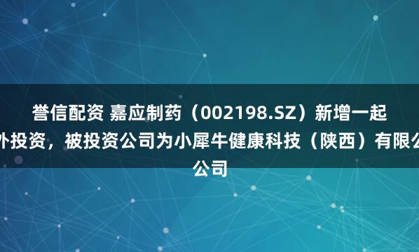 誉信配资 嘉应制药（002198.SZ）新增一起对外投资，被投资公司为小犀牛健康科技（陕西）有限公司
